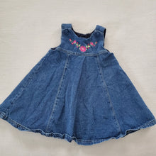 Load image into Gallery viewer, Y2k Floral Embroidered Denim Dress 24 months/2t
