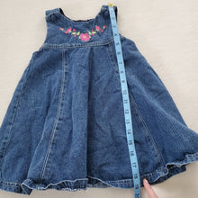 Load image into Gallery viewer, Y2k Floral Embroidered Denim Dress 24 months/2t
