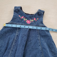 Load image into Gallery viewer, Y2k Floral Embroidered Denim Dress 24 months/2t
