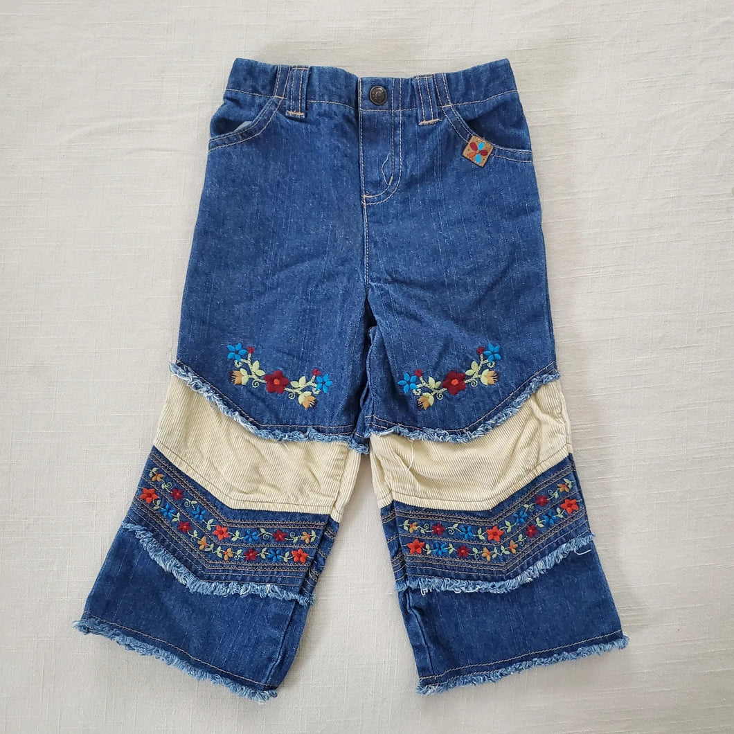 Y2k Flared Boho Floral Jeans 2t