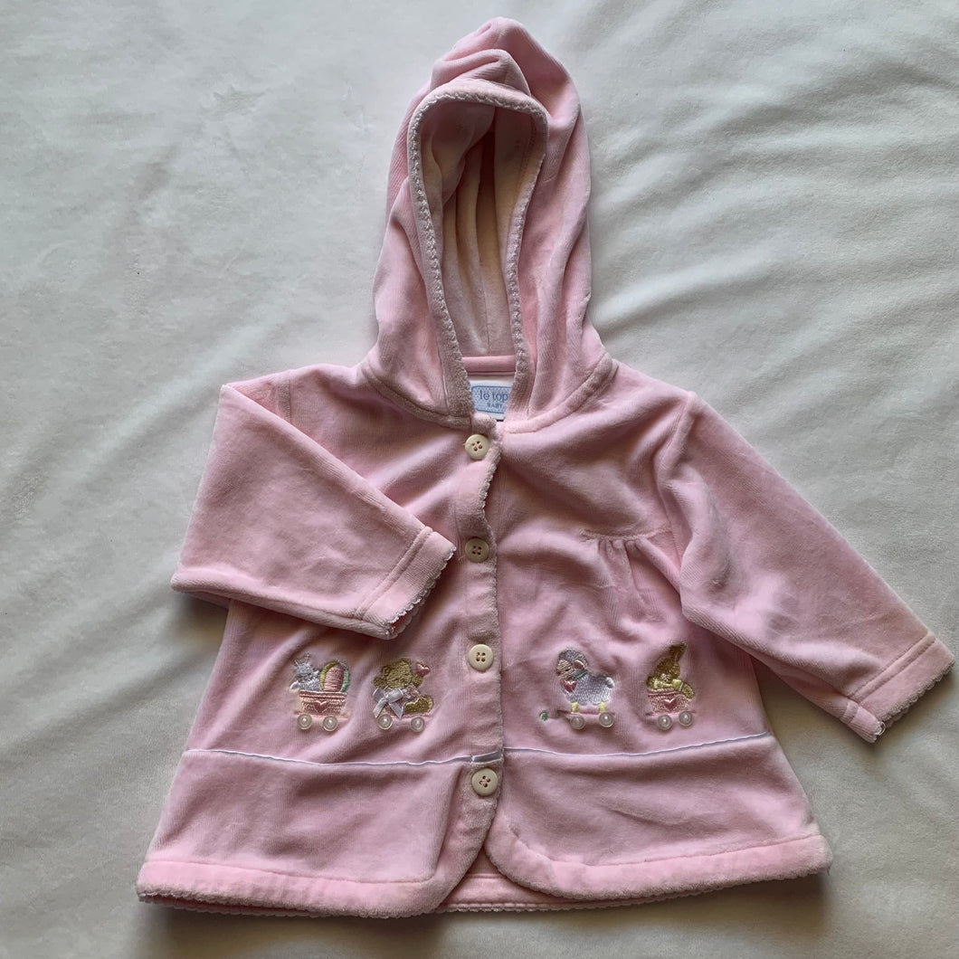 Vintage Animals Pink Velour Sweater 3-6 months