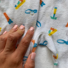Load image into Gallery viewer, Vintage Colorful Tools Footed PJs 6 months *flaw

