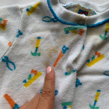 Load image into Gallery viewer, Vintage Colorful Tools Footed PJs 6 months *flaw
