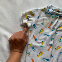 Load image into Gallery viewer, Vintage Colorful Tools Footed PJs 6 months *flaw

