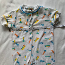 Load image into Gallery viewer, Vintage Colorful Tools Footed PJs 6 months *flaw
