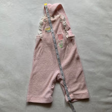 Load image into Gallery viewer, Vintage Butterfly + Tulip Pink Overalls 3-6 months
