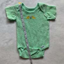 Load image into Gallery viewer, Vintage Duck Cross Stitch Green Romper 3-6 months
