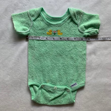 Load image into Gallery viewer, Vintage Duck Cross Stitch Green Romper 3-6 months
