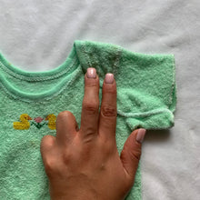Load image into Gallery viewer, Vintage Duck Cross Stitch Green Romper 3-6 months
