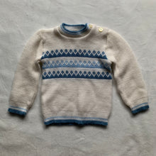 Load image into Gallery viewer, Vintage Cream + Blue Knit Sweater 6 months
