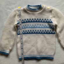 Load image into Gallery viewer, Vintage Cream + Blue Knit Sweater 6 months
