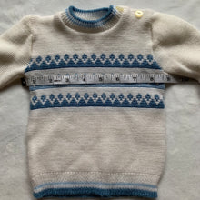 Load image into Gallery viewer, Vintage Cream + Blue Knit Sweater 6 months
