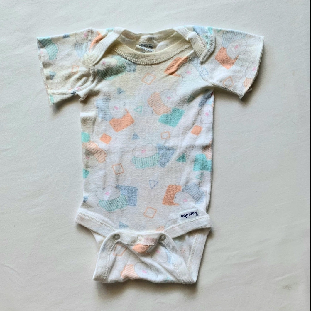Vintage Bears + Shapes Romper 0-3 months