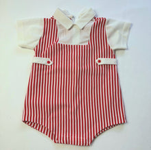 Load image into Gallery viewer, Vintage 70s Red Striped Romper 12 months
