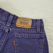 Load image into Gallery viewer, Vintage Levi&#39;s purple jean shorts orange tab 25 inch waist
