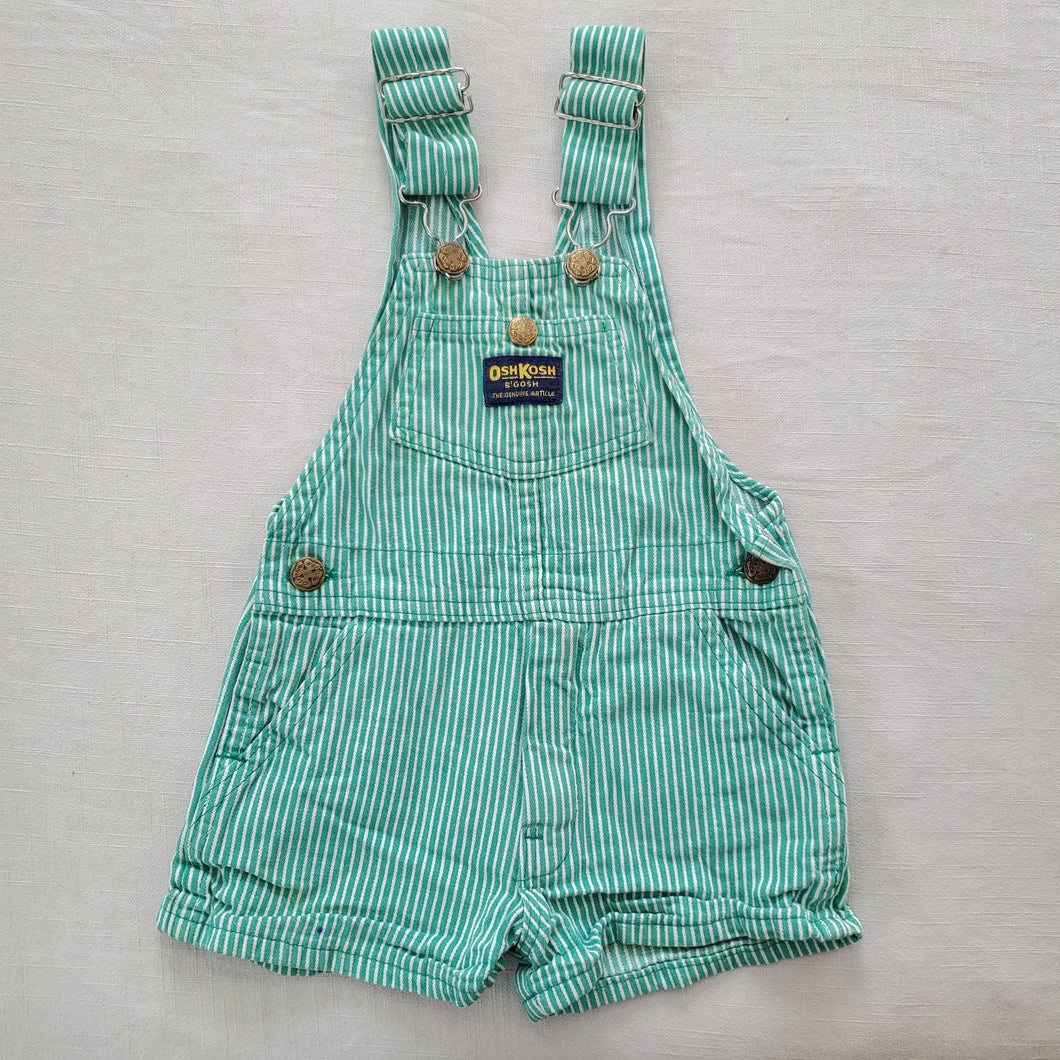 Vintage Oshkosh Green Engineer Striped Shortalls 3t