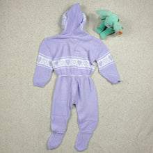 Load image into Gallery viewer, Vintage Knit Footed Pajamas Lavender Hearts 6-9 months
