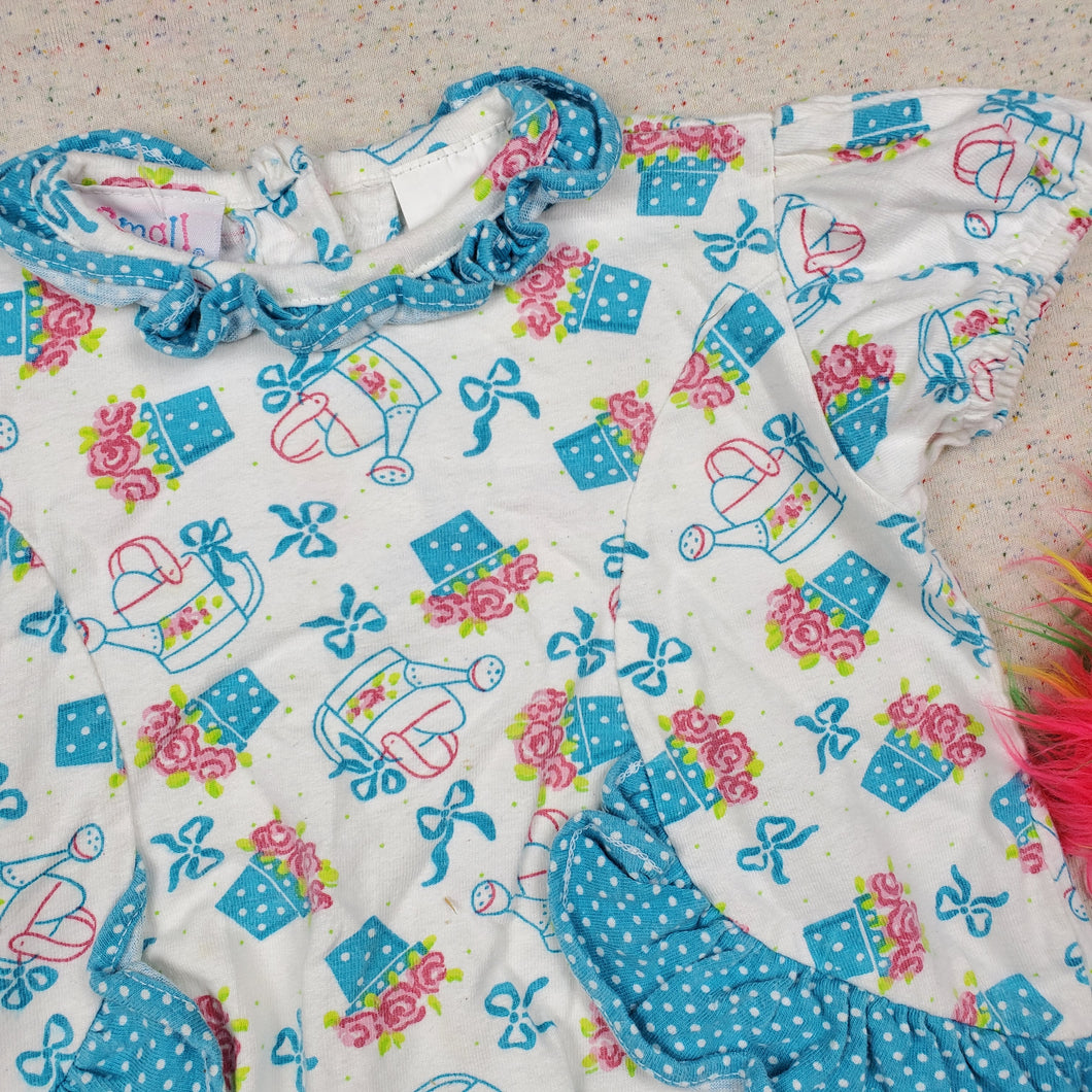 Vintage Watering Pot Ruffle Romper 9-12 months