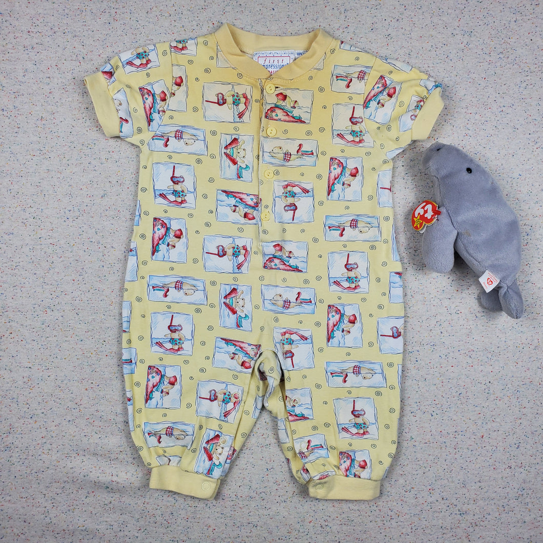 Vintage Beach Bears Romper 6-9 months