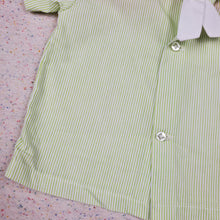 Load image into Gallery viewer, Vintage Green Striped Buttonup Shirt 12 months
