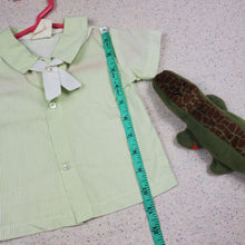 Load image into Gallery viewer, Vintage Green Striped Buttonup Shirt 12 months
