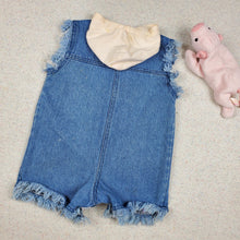 Load image into Gallery viewer, Vintage Denim Hooded Romper 12 months
