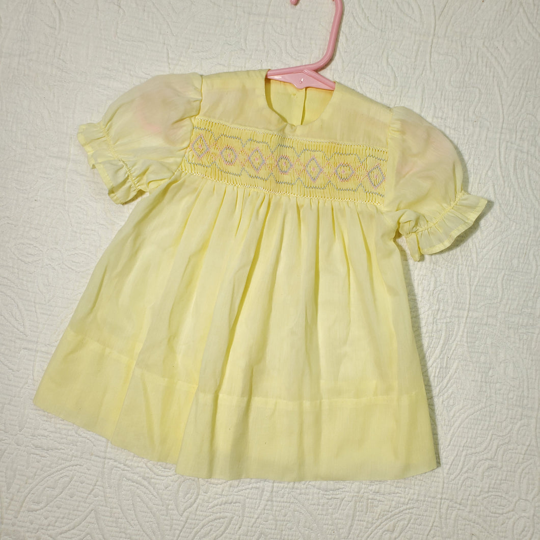 Vintage Smocked Yellow Dress 12 months