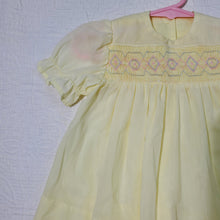 Load image into Gallery viewer, Vintage Smocked Yellow Dress 12 months
