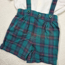Load image into Gallery viewer, Vintage Plaid Suspender Shorts &amp; Shirt Set 2t/3t
