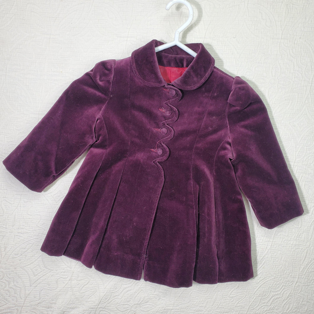 Vintage Plum Velour Coat 2t