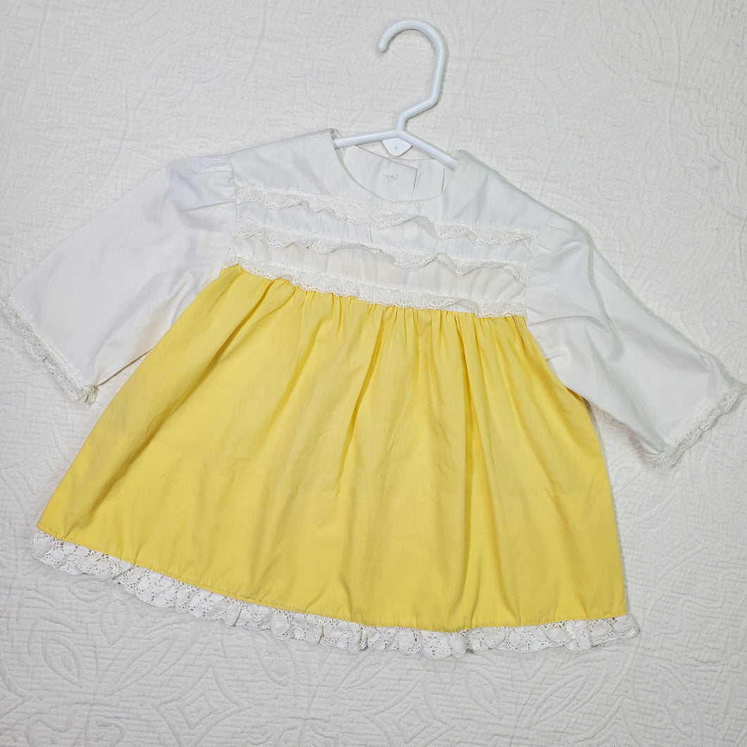 Vintage Sunshine Yellow Lace Dress 12 months