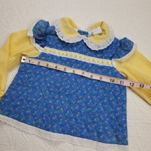 Load image into Gallery viewer, Vintage Floral &amp; Gingham w/ Lace Trim Shirt 24 months
