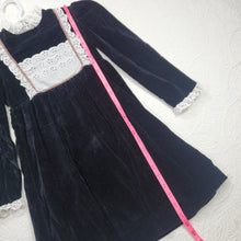 Load image into Gallery viewer, Vintage Black Velvet Dress kids 8
