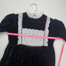 Load image into Gallery viewer, Vintage Black Velvet Dress kids 8

