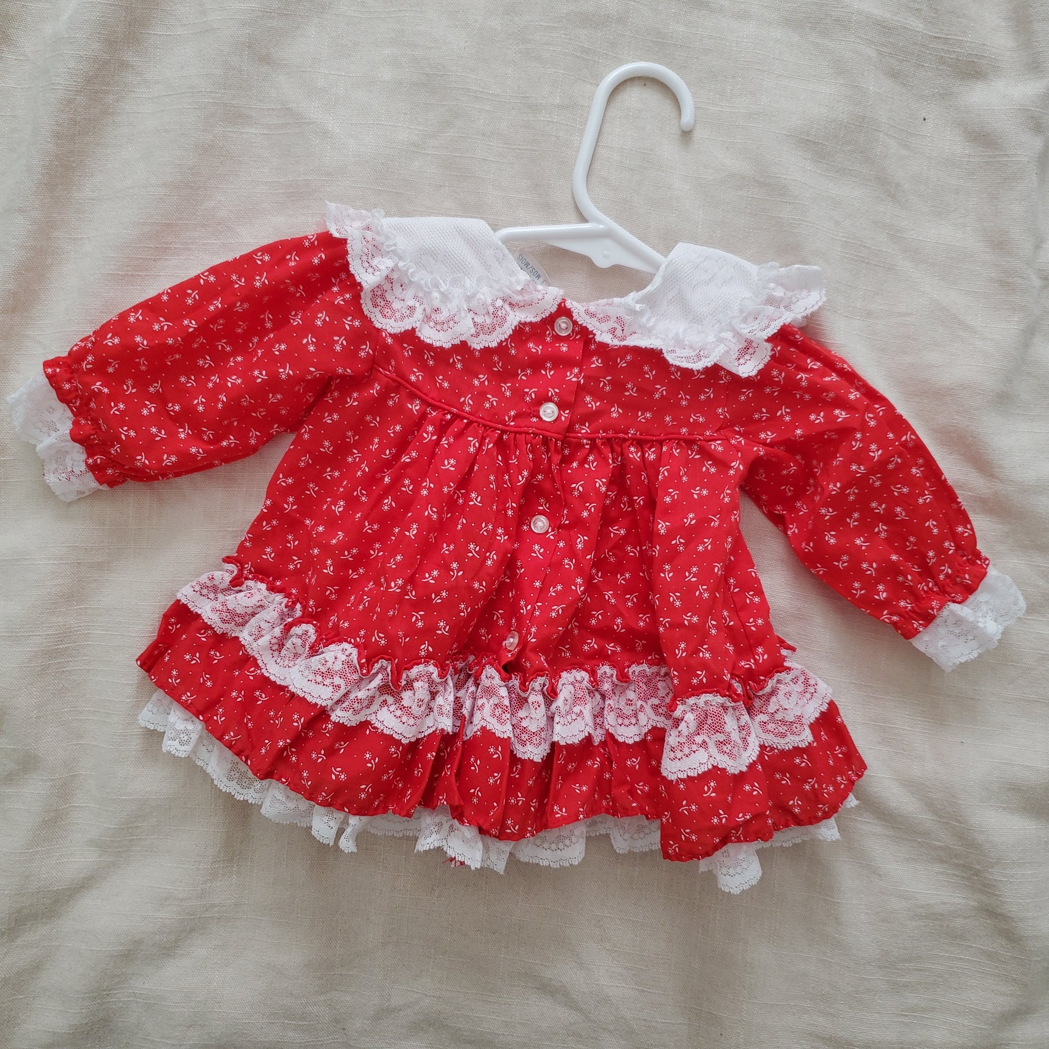 Vintage Alexis Frilly Lace Red Floral Dress 3 months – Nostalgic Baby  Vintage