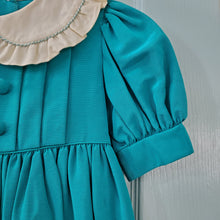 Load image into Gallery viewer, Vintage Teal Dress Ruffle Collar kids 6
