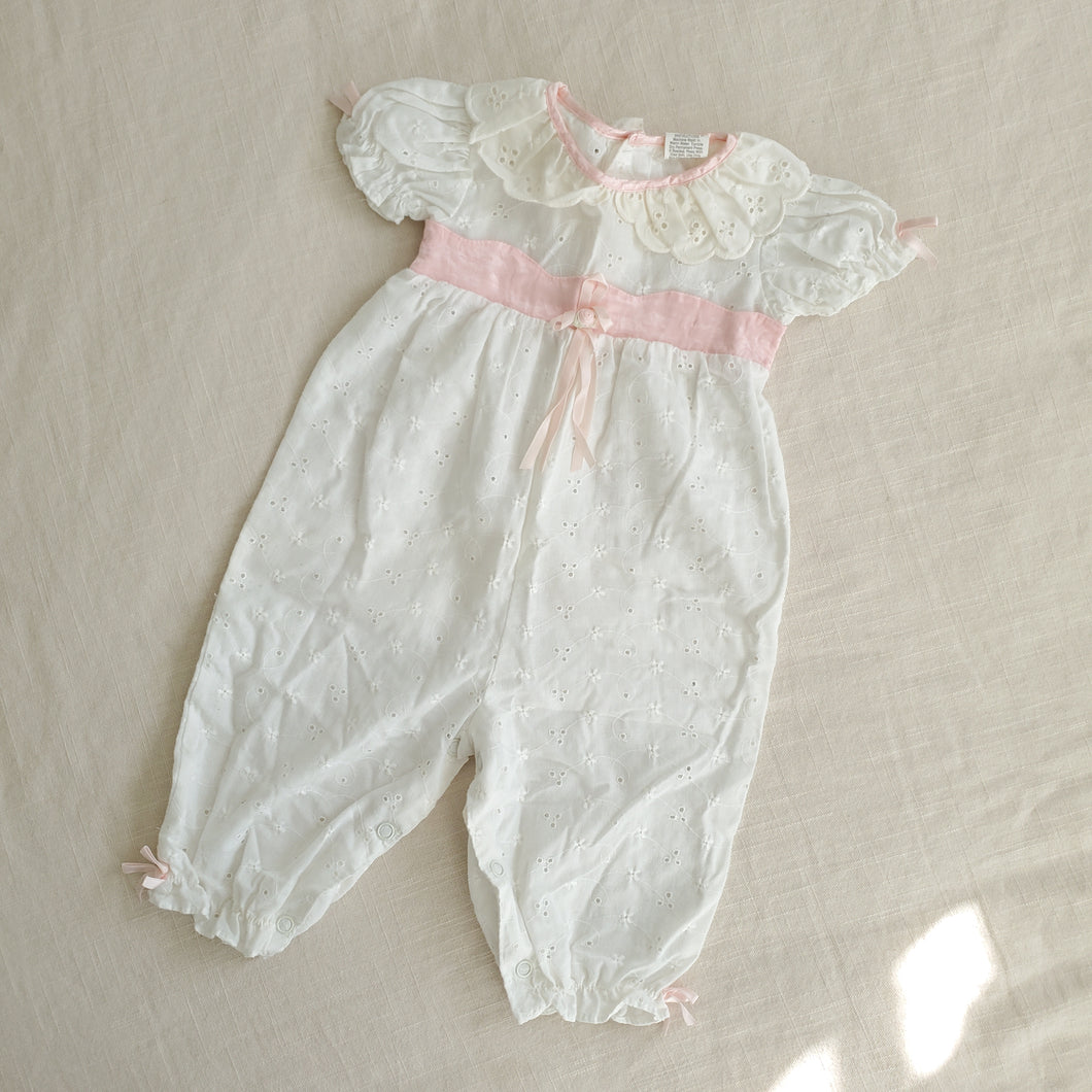 Vintage Eyelet Bubble 6-9 months *flaws*