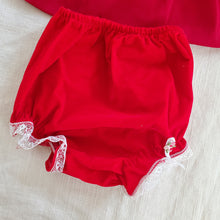 Load image into Gallery viewer, Vintage Dark Red Dress &amp; Bloomers 12 months
