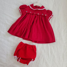 Load image into Gallery viewer, Vintage Dark Red Dress &amp; Bloomers 12 months
