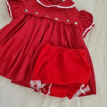 Load image into Gallery viewer, Vintage Dark Red Dress &amp; Bloomers 12 months
