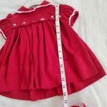 Load image into Gallery viewer, Vintage Dark Red Dress &amp; Bloomers 12 months
