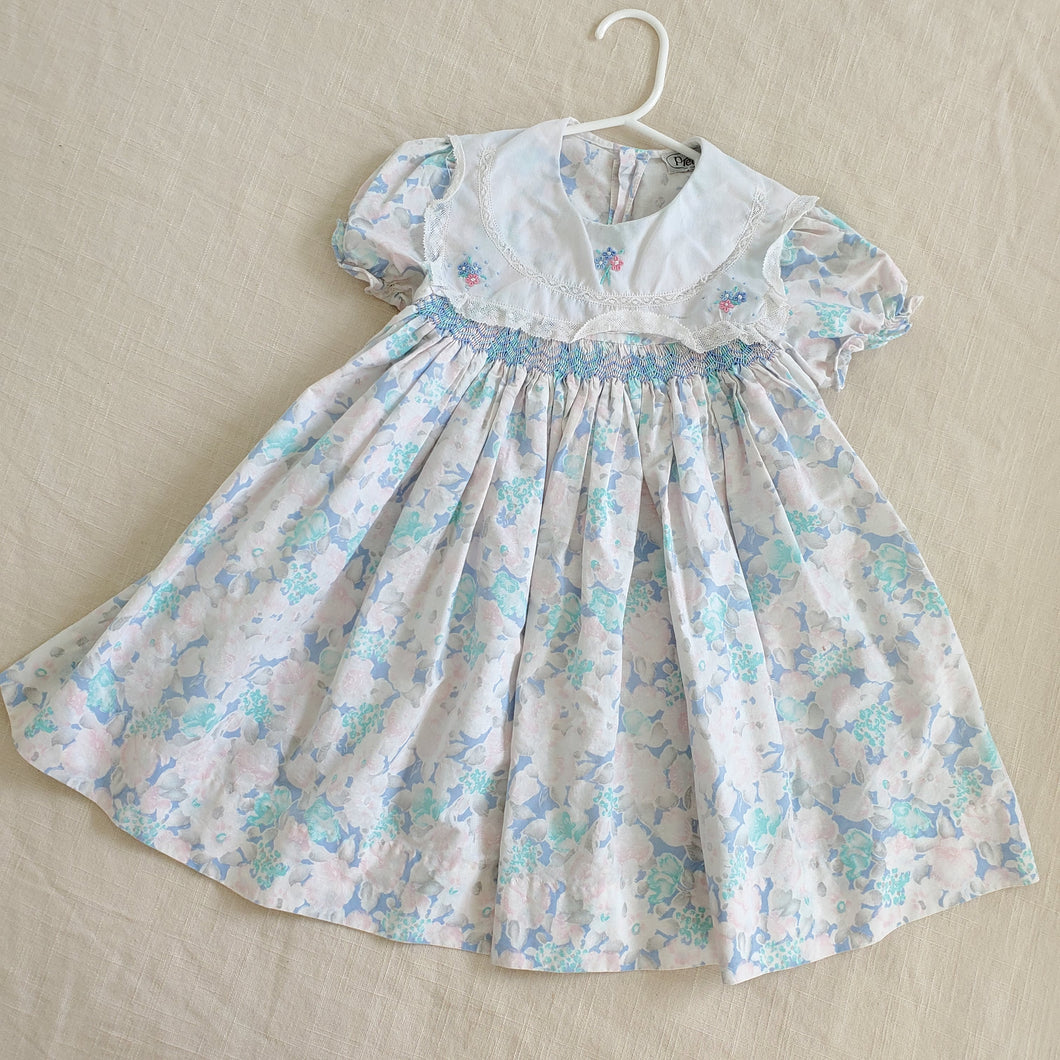 Vintage Pastel Floral Smocked Dress 4t/5t
