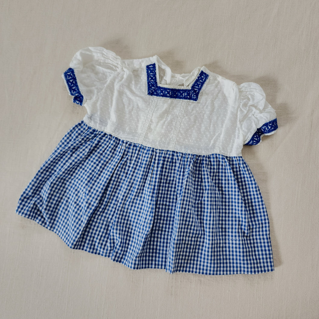 Vintage Gingham & White Dress 12 months