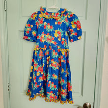Load image into Gallery viewer, Vintage Blue Mixed Floral Dress kids 7
