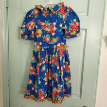 Load image into Gallery viewer, Vintage Blue Mixed Floral Dress kids 7
