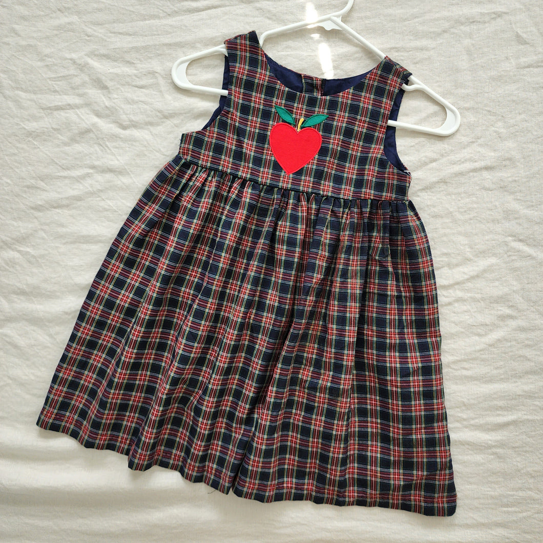 Vintage Deadstock Heart Apple Plaid Dress kids 6