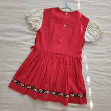 Load image into Gallery viewer, Vintage 70s Red Dress w/ Floral Ribbon kids 6
