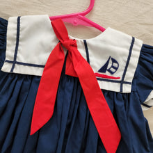 Load image into Gallery viewer, Vintage Sailboat Sailor Dress 12-18 months
