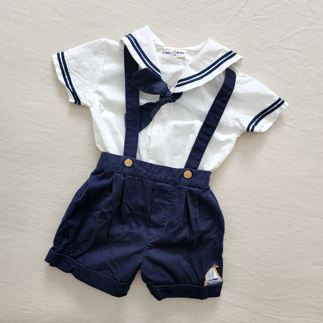 Vintage Sailor Shirt & Suspender Shorts Set 24 months