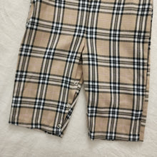 Load image into Gallery viewer, Vintage Neutral Plaid Long John Romper 12-18 months
